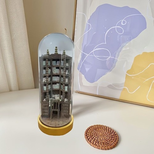 置物 本棚 オブジェ ポータブルファッションブックシェルフフィギュア「The Bay Library」ミニチュアブックケースフィギュア ホームデコレーション 木製クラフトクリエイティブ