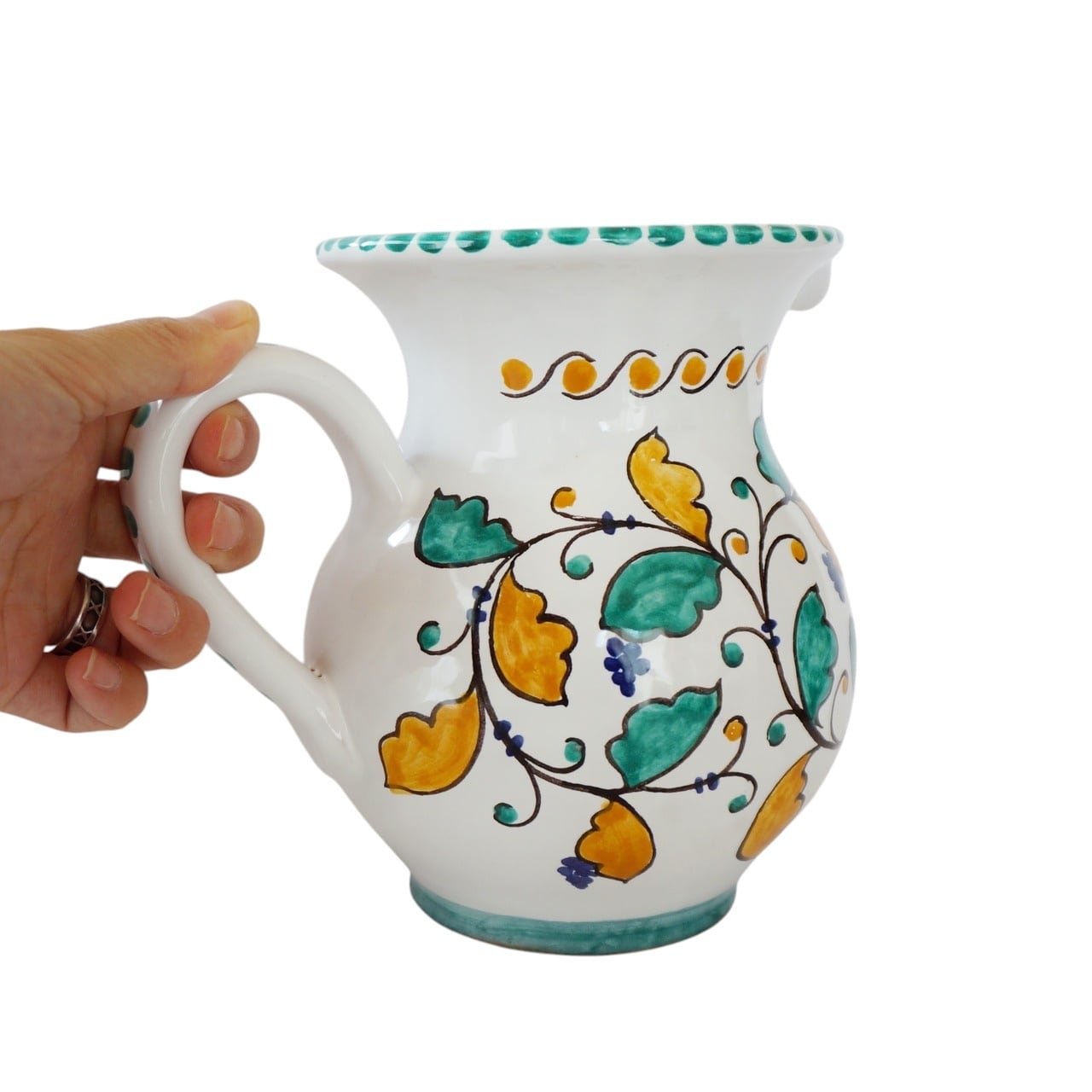 水差し ジャグ 16cm 1000ml BRC007 草花模様 マヨリカ焼き フラワー