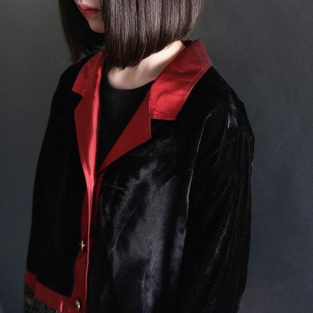 velvet satijn switching flower pattern l/s shirt jacket
