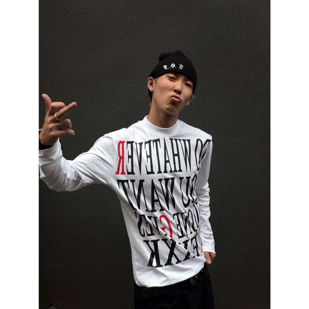 VINTAGE ストリート レタリンググラフィック ロングTシャツ T2246