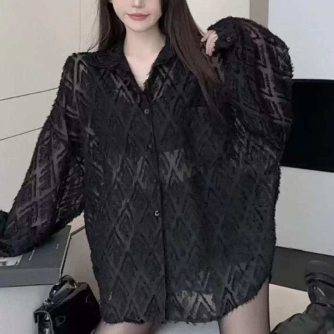 Black lace shirt (ME486)