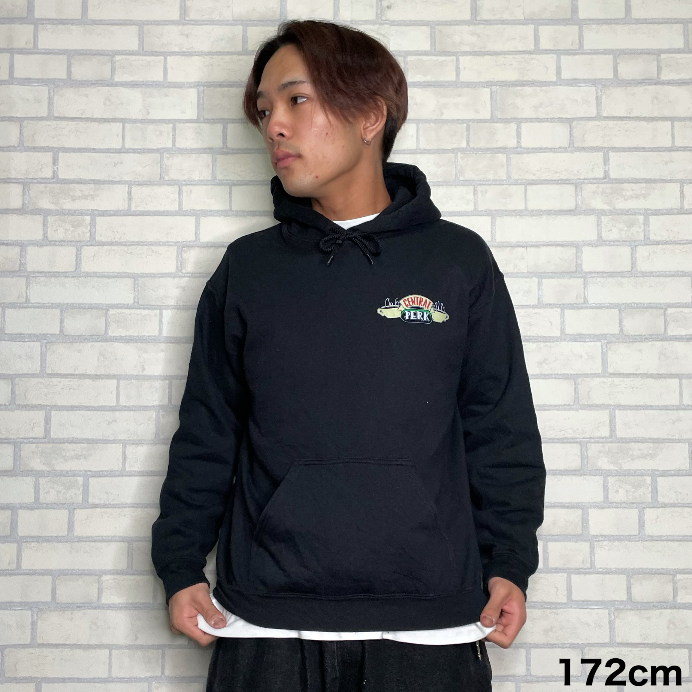 Friends パーカー M ブラック 厚手 ヘビーコットン バックプリント 
