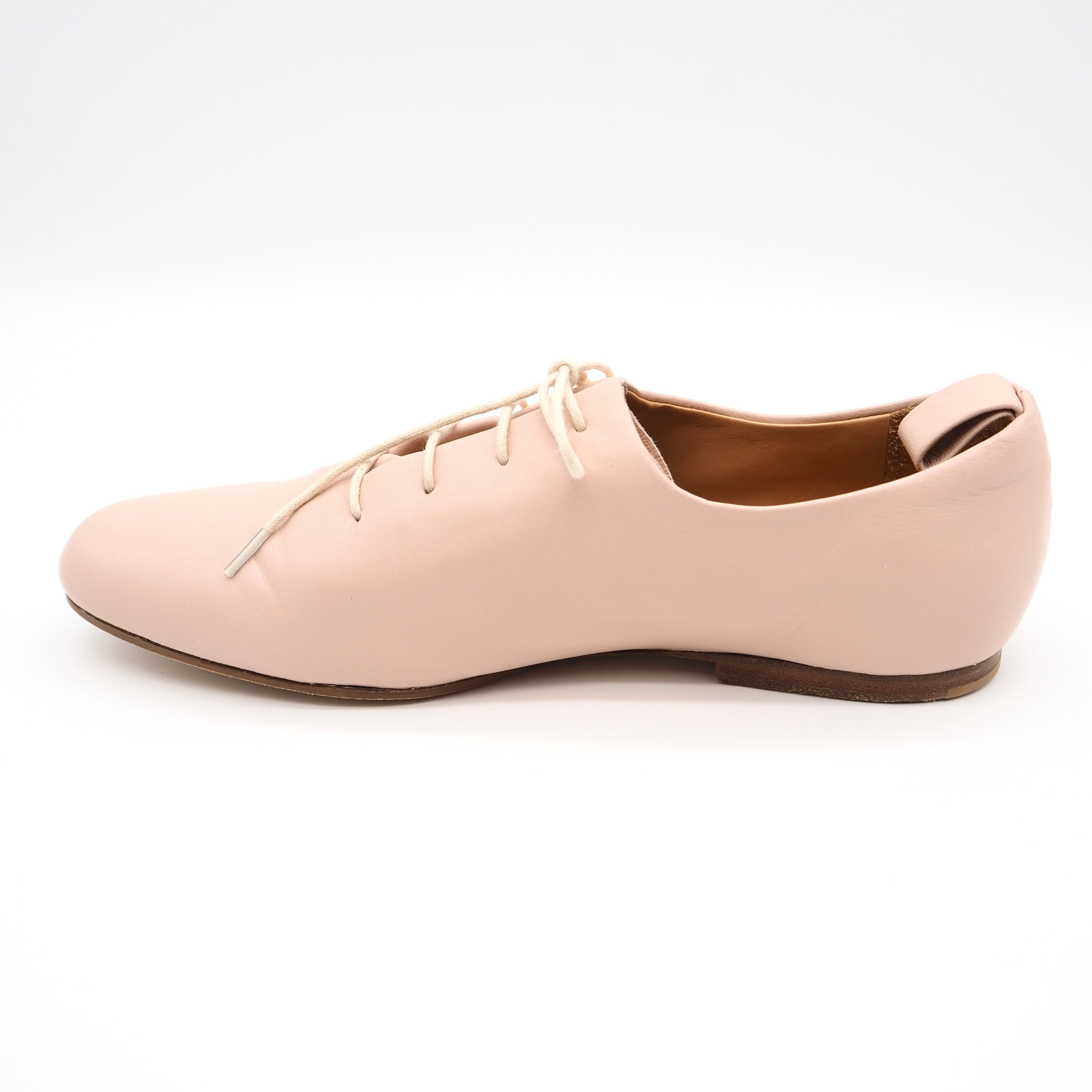 JIL SANDER NAVY レースアップシューズ レザー ピンクベージュ ジル