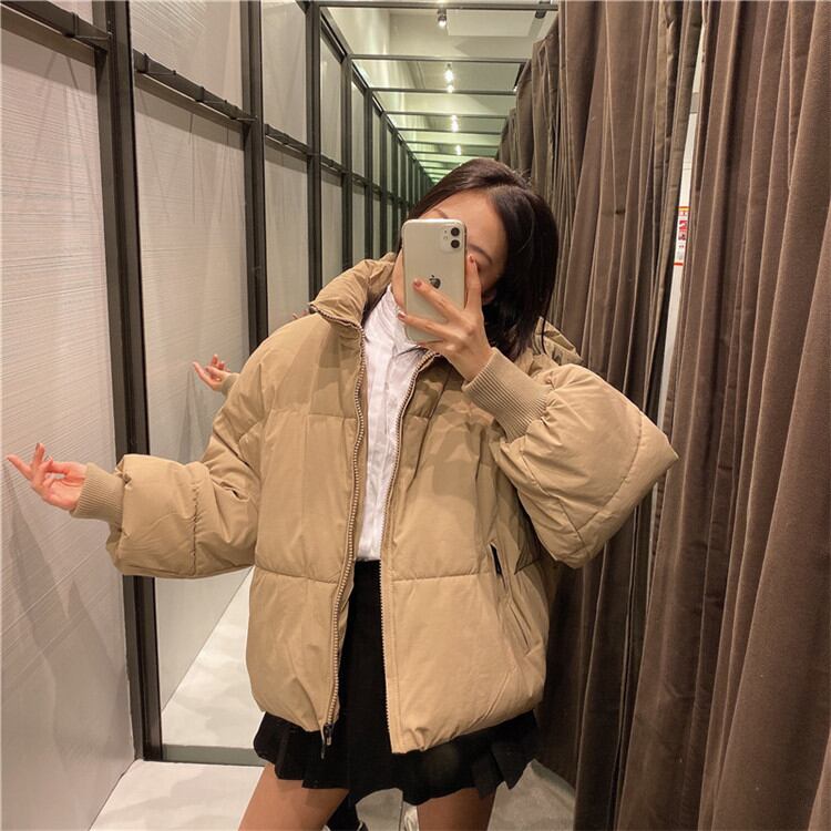 簡単にオシャレを楽しむ 早い者勝ちコットンの服 厚手 コート ジッパー カラー 短いスタイル