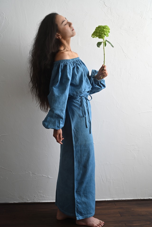 Indigo Dyed Wrap Skirt