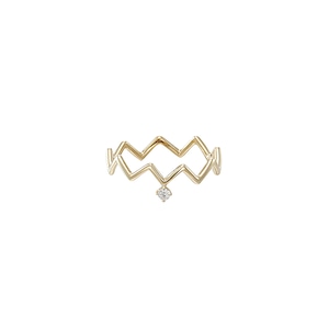 Zig-Zag Ring with a Diamond / K18YG / #0 - #18