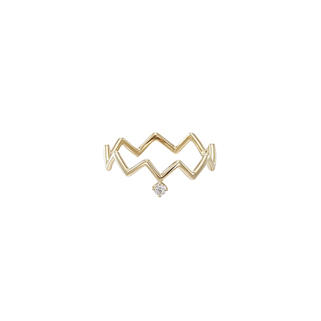 Zig-Zag Ring with a Diamond / K18YG / #0 - #18