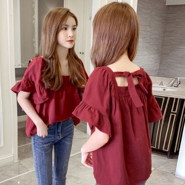 【送料無料】2色 シャツ ブラウス スクエアネック 無地 シンプル リボン フレア ラフ 半袖 春 夏 トップス レディース ゆったり 大人可愛い キュート ラブリー 上品 半袖 レディース レッド ホワイト 赤 白 春 夏 スプリング サマー 大きいサイズ XL 2XL セレブ カワイイ おしゃれ デート お出かけ 存在感 こなれ感 抜け感 女子会 普段使い デイリー使い 休日 主役級 インスタ映え 韓国ファッション 海外 大人気 高見え トレンド 10代 20代 30代 40代 プチプラ db2510