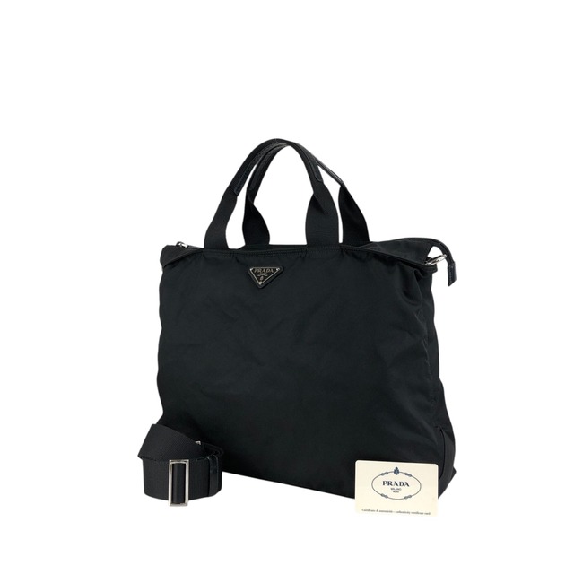 PRADA プラダ ショルダーバッグ ブラック トライアングルロゴ ナイロン 2WAY トートバッグ vintage ヴィンテージ オールド zdgz8g