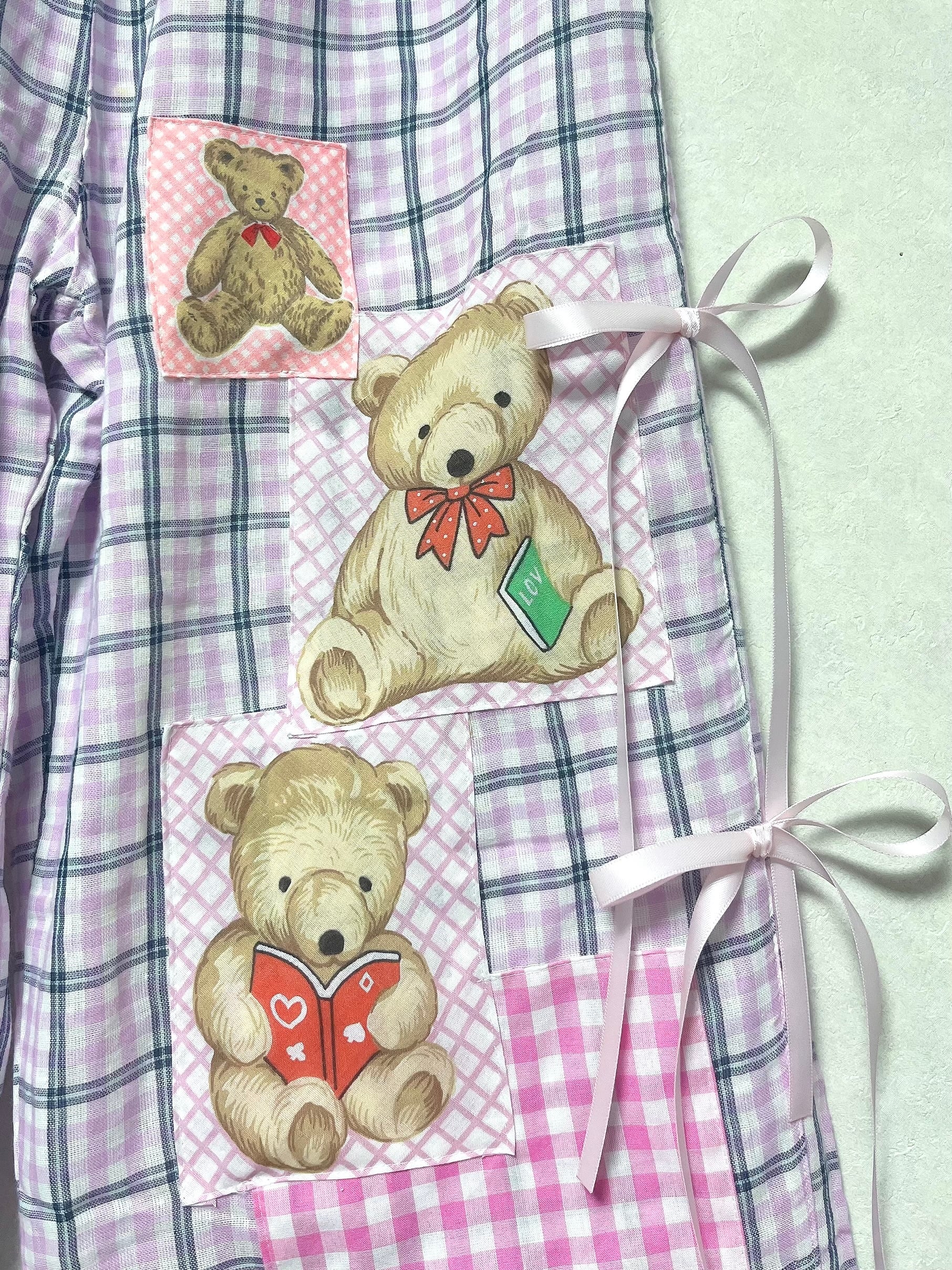 ぜつきぐ】つぎはぎクマりぼんパジャマパンツ | zetsukigu