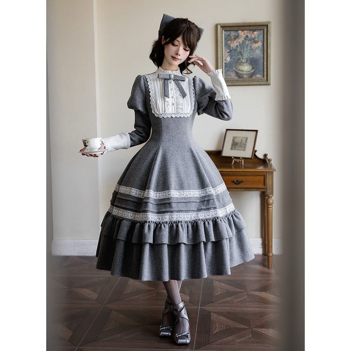 令嬢風ケープ付クラシカルドールドレス：ケープ付きフルセット