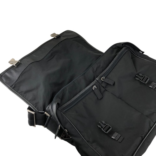 PRADA プラダ ショルダーバッグ ブラック トライアングルロゴ フロントバックル メッセンジャーバッグ vintage ヴィンテージ オールド n6kgte