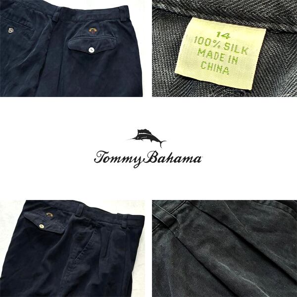 1点物◇トミーバハマTOMMY黒シルク素材ショートパンツ古着レディース14