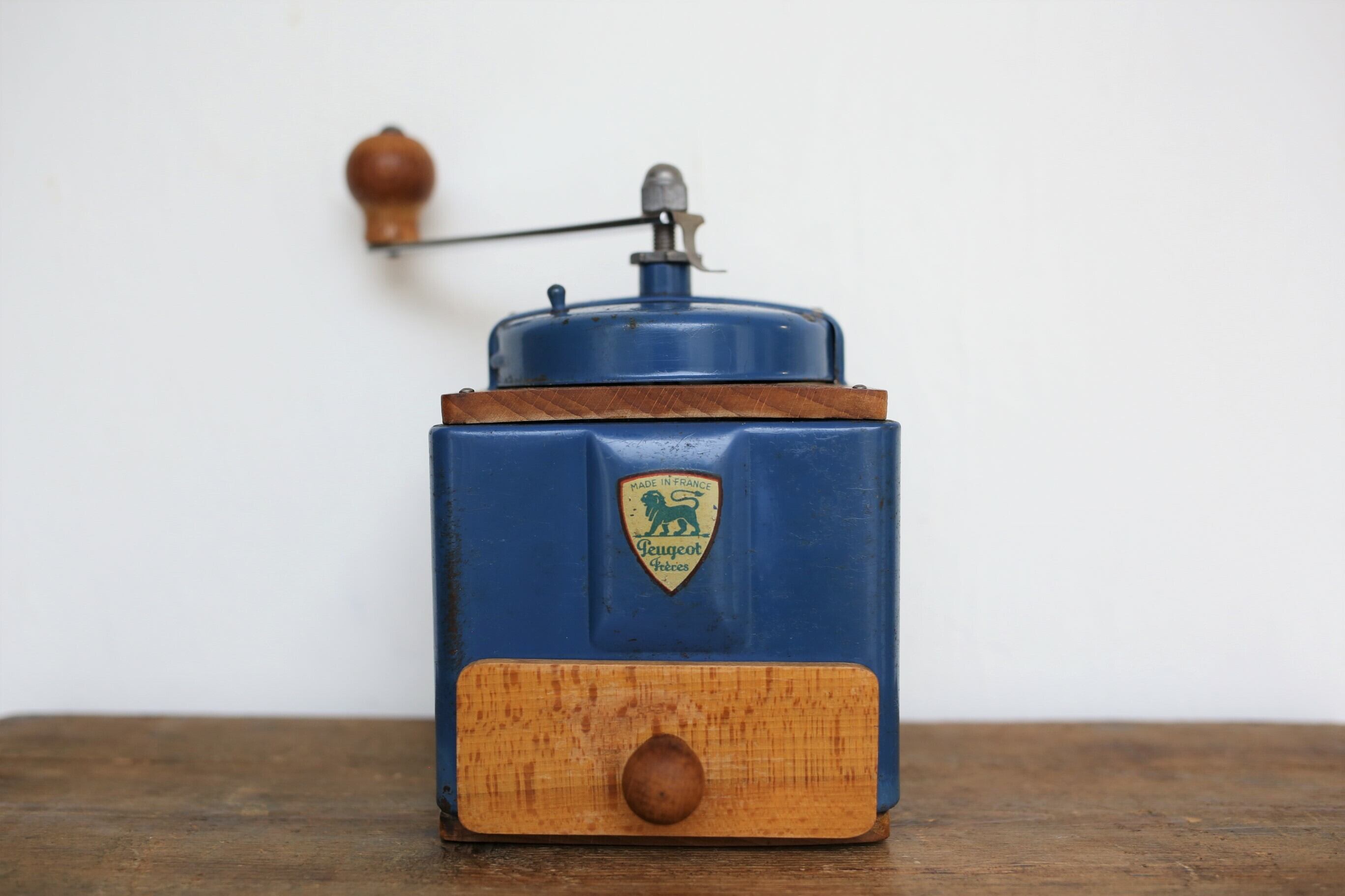 フランス アンティーク ヴィンテージ Peugeot プジョー コーヒーミル ブルー×ブルー