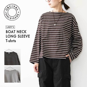 ORCIVAL [オーチバル・オーシバル] W BOAT NECK LONG SLEEVE T-shrts [OR-C554TBD] ボートネックロングスリーブTシャツ・ボーダー・ボーダーカットソー・ボーダーTシャツ・長袖Tシャツ・LADY'S [2026AW]