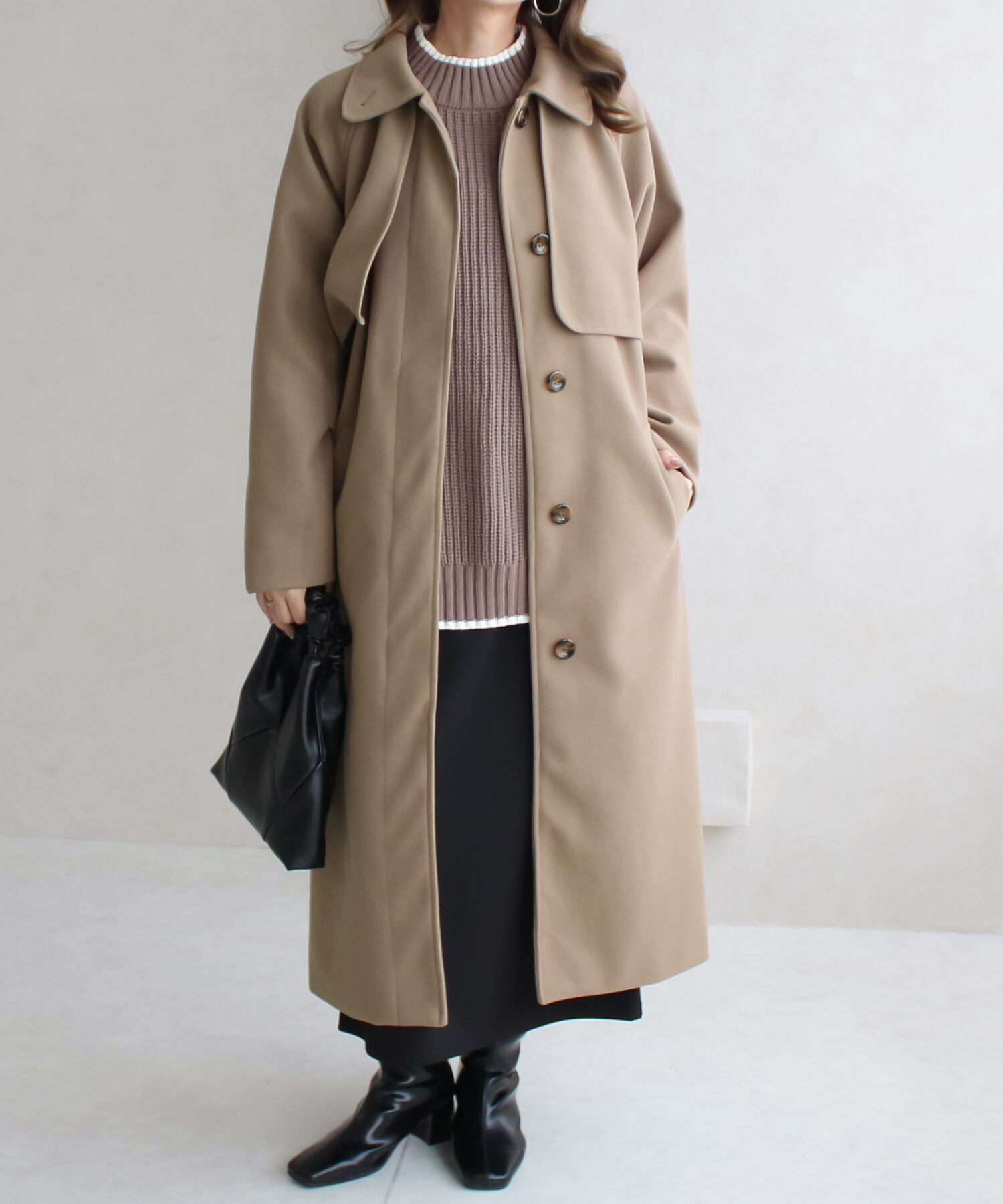 地上から来た女ヨーコSP 前後ヨークステンカラーコート | SocialGIRL（ソーシャルガール公式）