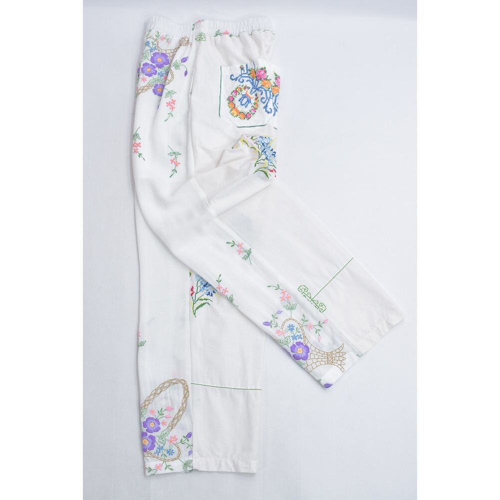 Remakeリメイク 再構築 パッチワーク&フラワー刺繍 デザイン ルーズ