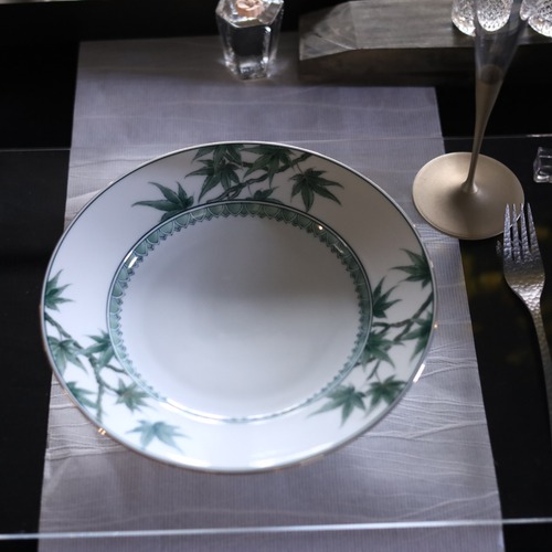 AS 平戸松山窯 プラチナ付クロム六彩花25プレート皿