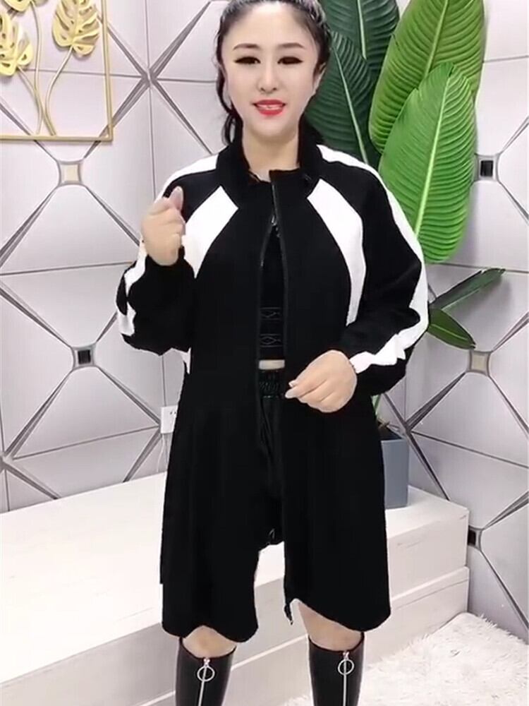 スプリングスタイルセーター コート ドレス 薄手 大きめサイズ 春物 ミックスインファッション56943419494