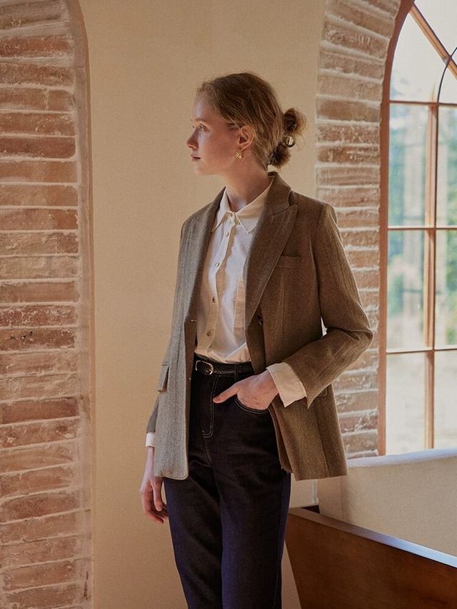 【M0024】Wool Herringbone Blazer