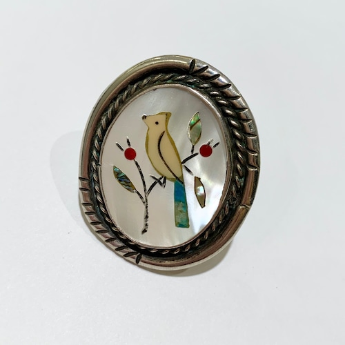 Vintage Zuni Sterling MOP Bird Ring