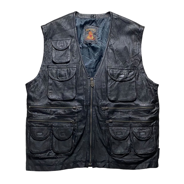 vintage 1990’s leather safari vest