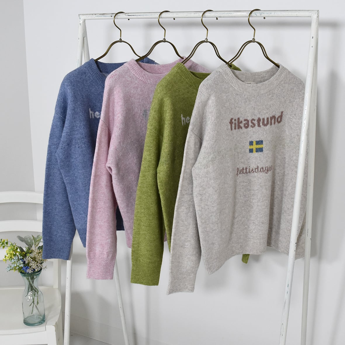 ロゴ×北欧ジャカードニットプルオーバー KKS95731 | Keitto