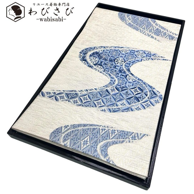 袋帯 中嶋まさひろ 手描き 縦柄花模様 銀通し 積紅色 O-3552（和装小物  