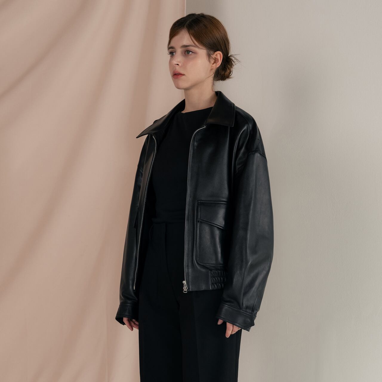 イタリア産ナッパラムレザー A2ボンバージャケット（レディース