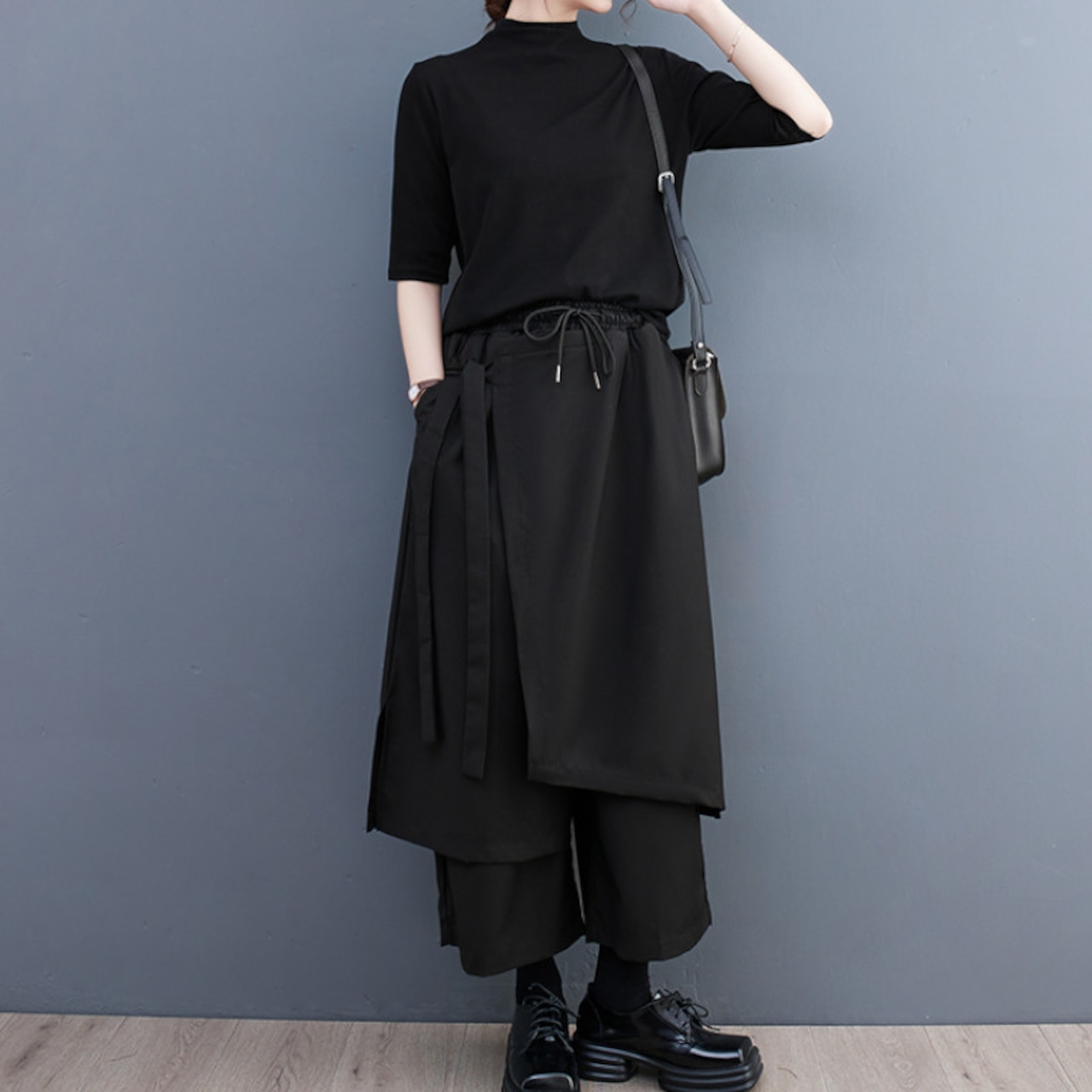 レイヤード風 ルーズ ワイドパンツ 00015