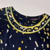 LEONARD FASHION レオナールファッション 総柄 コットン 半袖ワンピース M/ネイビー