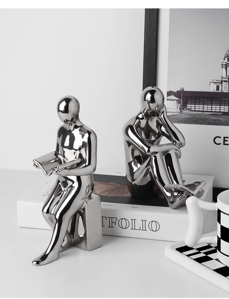 可愛い 置物 2点セット 本置 人型 これ一つでかなりオシャレに