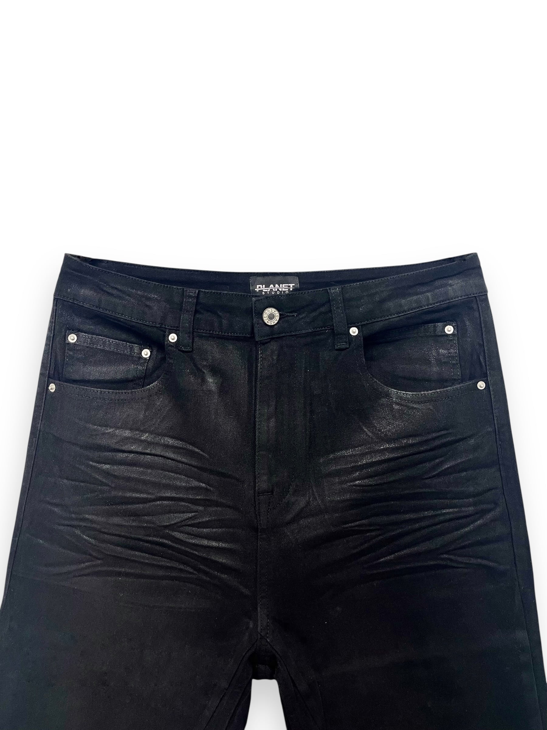PLANET STUDIO】wax coating flare denim pants | OVERTURE WEB SHOP