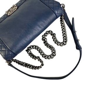 CHANEL シャネル ボーイシャネル  レザー ショルダーバッグ ネイビー A-7093