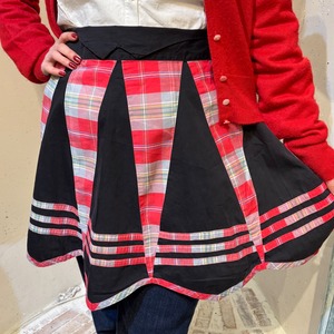 vintage red check patchwork apron