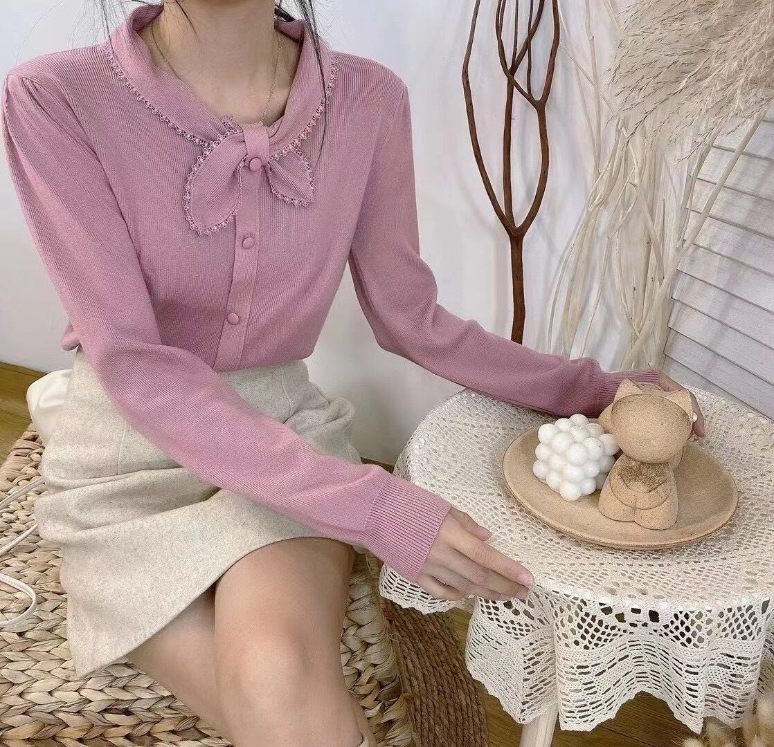 フロントリボンカーディガン