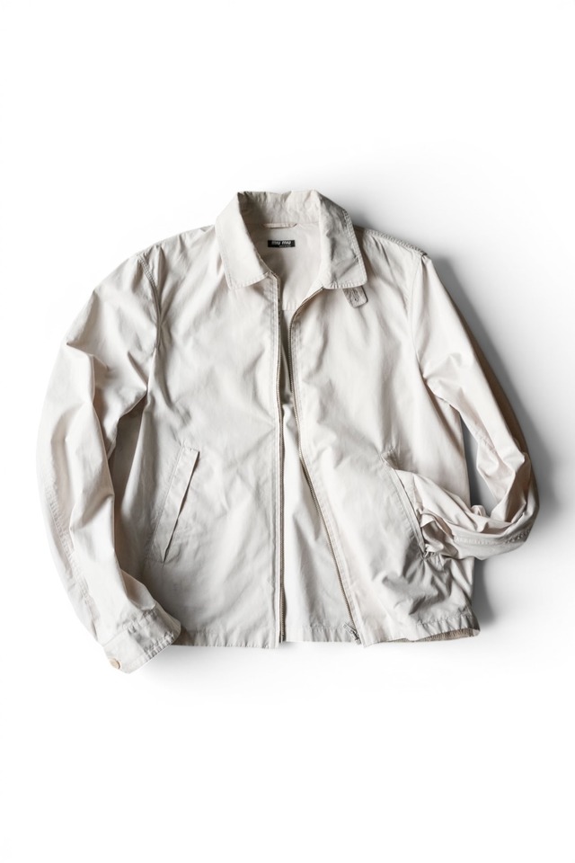 00's "miu miu"  White Color Cotton Zip-Up Blouson (Design by Miuccia Prada)