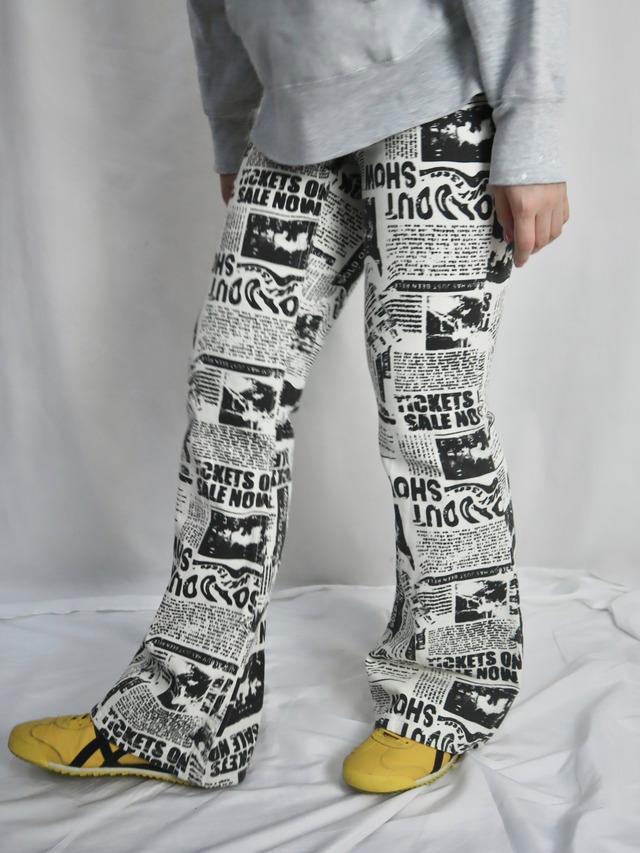 news paper flare pants【5692】