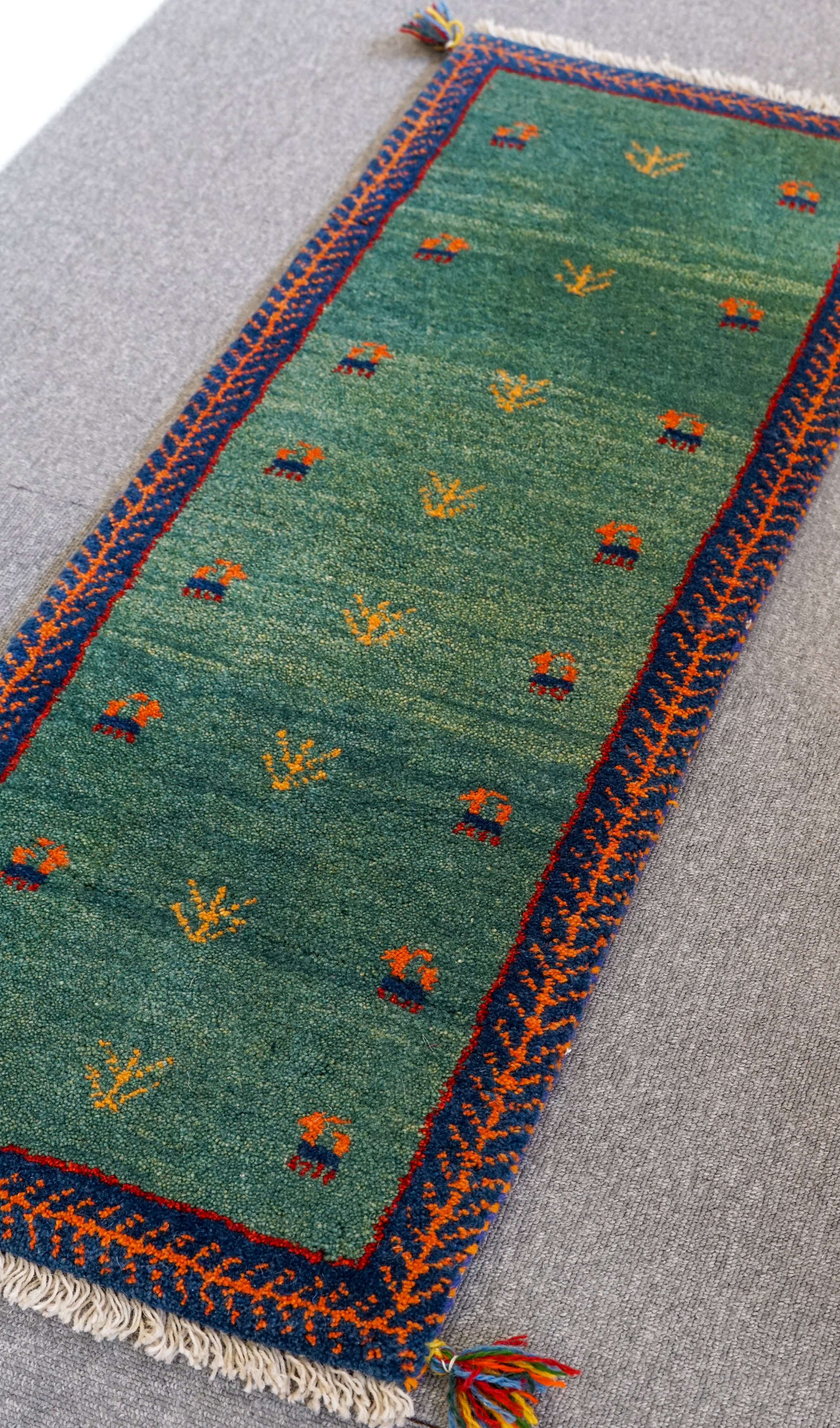 手織り ペルシャ ギャッベ 120×40cm ランナー ギャベ 手織り絨毯-