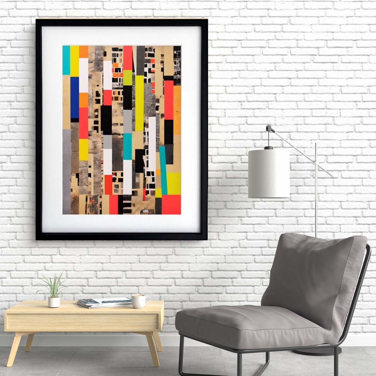 Myriad｜カラーブロックが織りなすモダン抽象アートポスター｜都会的センスで空間を彩るスタイリッシュインテリアA4ポスター