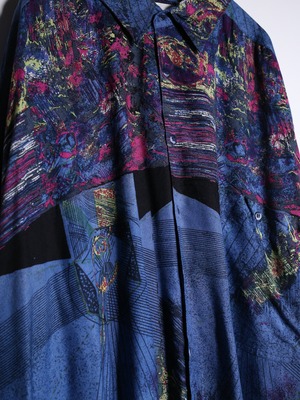 "GOOUCH" psychedelic art pattern XXX over silhouette shirt