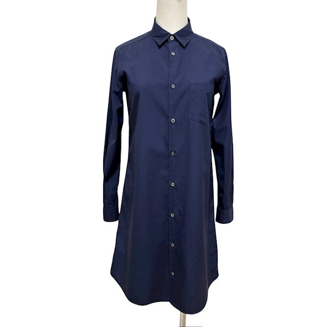 古着 ビューティアンドユース BEAUTY&YOUTH 長袖 シャツワンピース クリーニング済み ネイビー 膝丈 レディース Mサイズ 相当