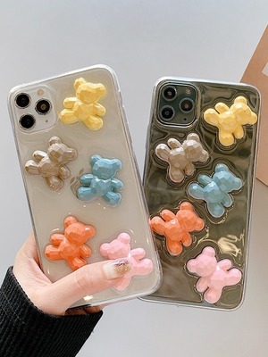 【動画アリ  即納・人気】ポッピングテディベアクリアiPhoneケース｜５日でお届け