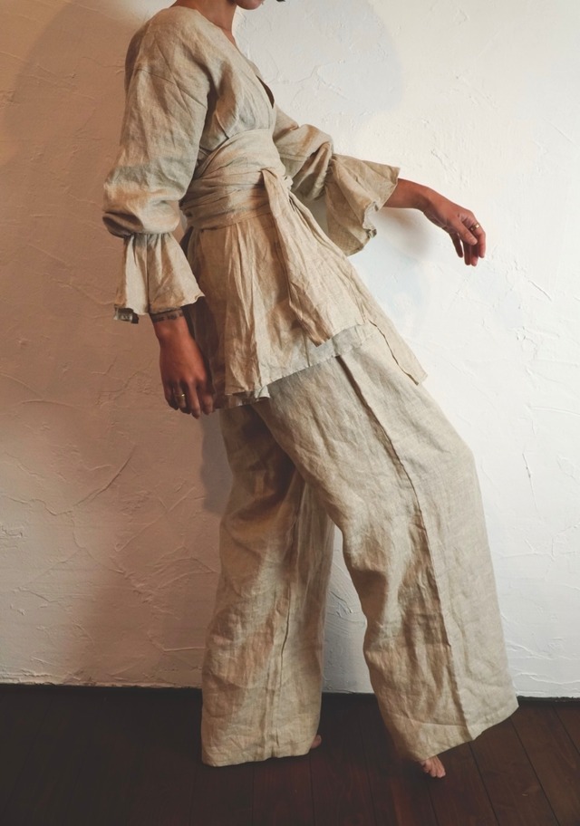 Yarn-Dyed Linen Wide Pants