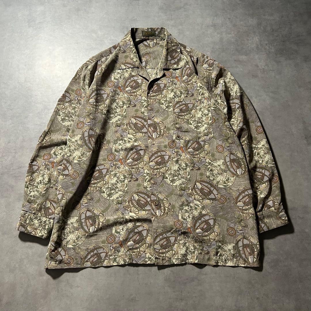 ヴィンテージ オープンカラー ヨーロピアン パターン デザイン レトロ シャツ