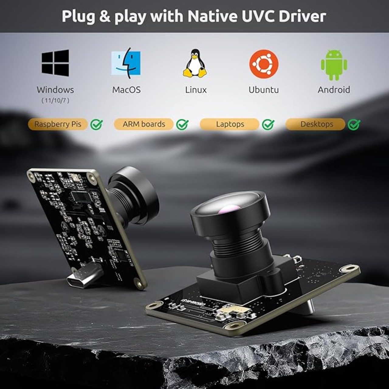 InnoMaker USB 3.0 UVCカメラモジュール IMX415センサー搭載 4K@30FPS & 1080P@60FPS プラグ ...