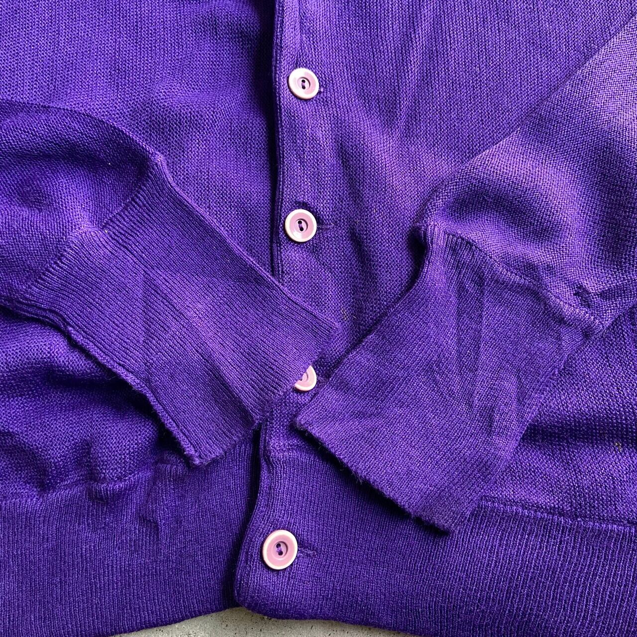 ヴィンテージ タイガー ワンポイントロゴ刺 アクリルニットカーディガン メンズxl相当 古着 パープル 紫 ニットセーター Sa24 Cave 古着屋 公式 古着通販サイト