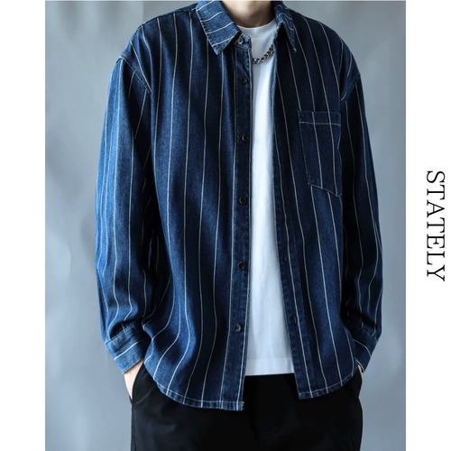 Vintage Stripe デニムシャツ_T42 画像