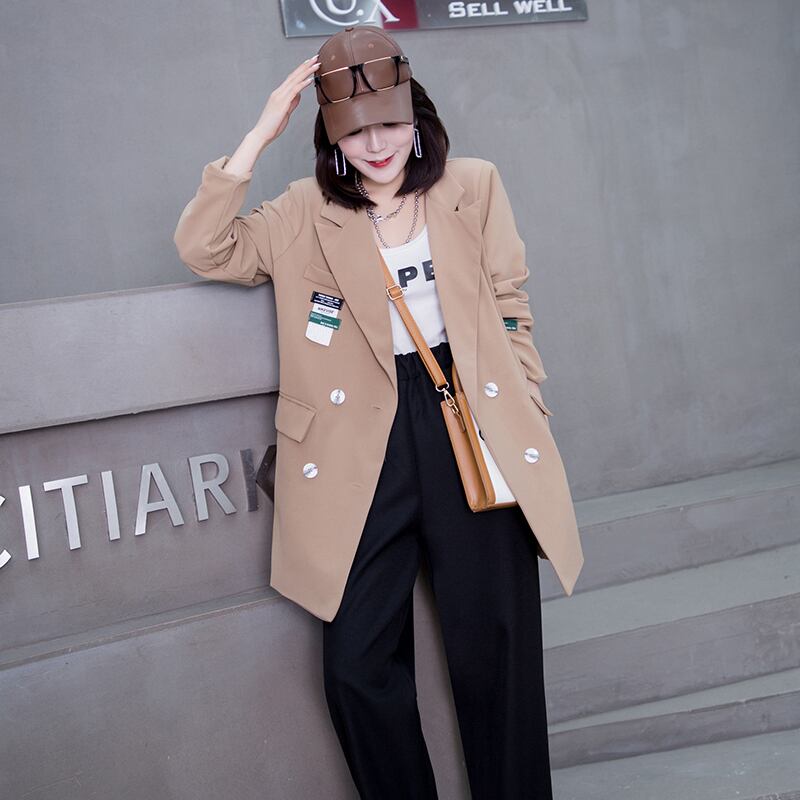 スプリング薄手ダブルブレストジャケット カジュアル 春物 ミックスインファッション65572163531