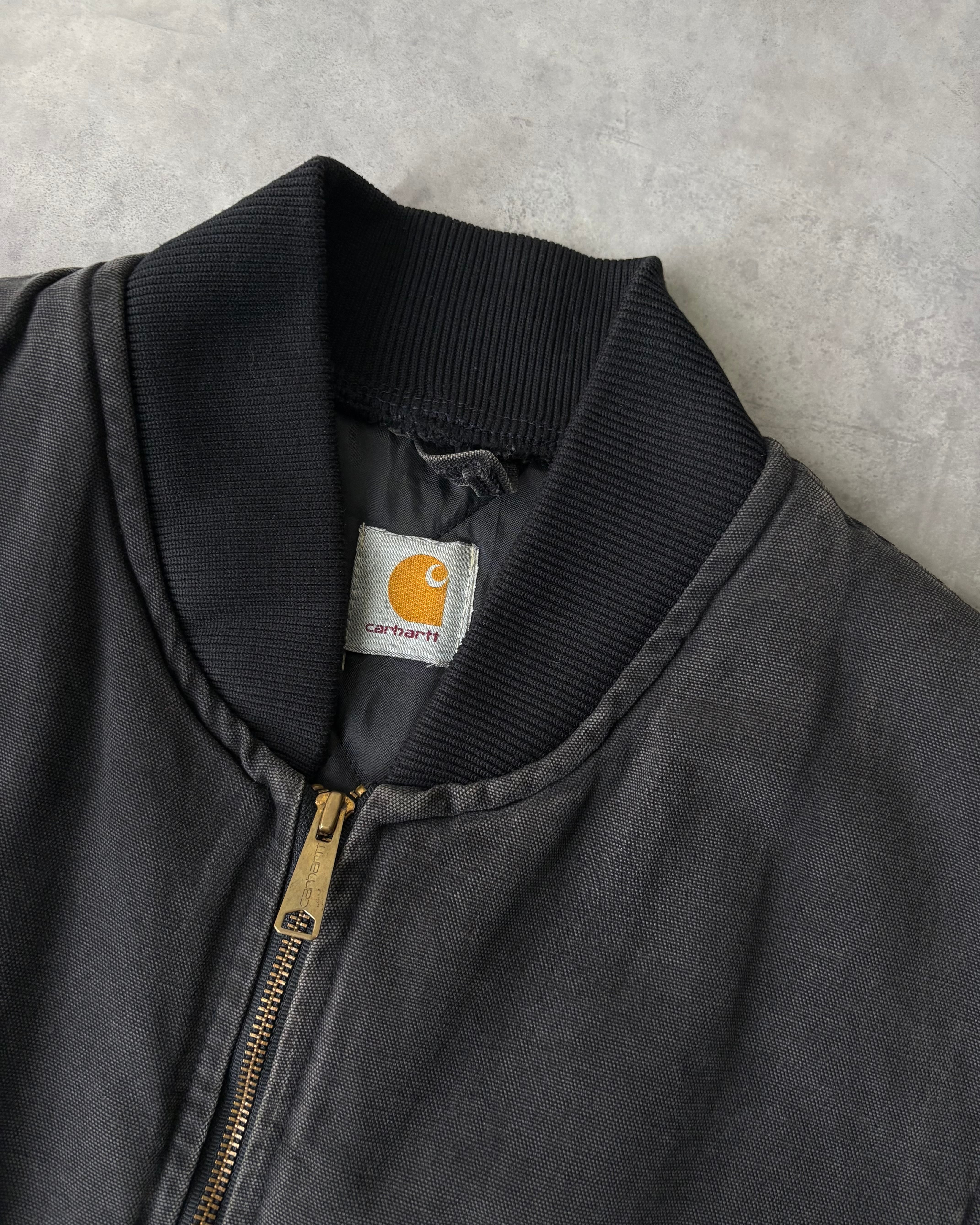 90s Carhartt Fade-Black Zip-up Duck Vest | VOLAR